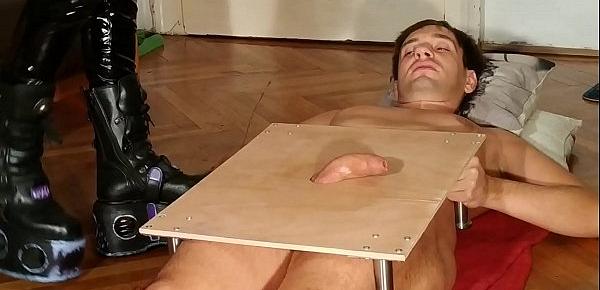  Domina cock stomping torture slave in brutal platform pt1 HD